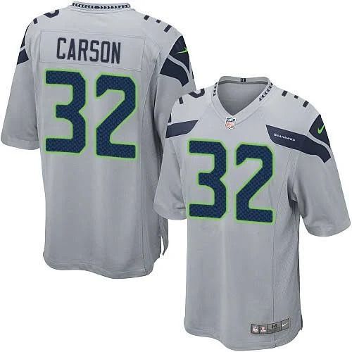 Men Seattle Seahawks #32 Chris Carson Nike Grey Game NFL Jersey